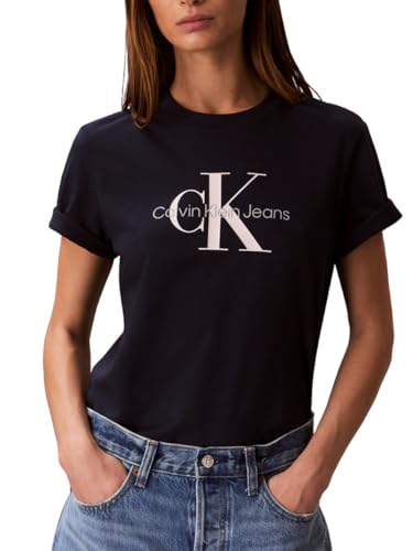 Calvin Klein Womens Monogram Logo Crewneck T-Shirt Dark Sapphire