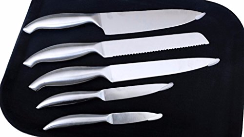 Kit Jogo Facas Inox 5pçs C/Maleta - Cozinha Chef Gourmet