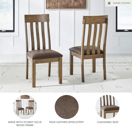 Image of Signature Design by Ashley Vallister Classic Faux Leather Upholstered Dining Chair, Set of 2, Dark Brown