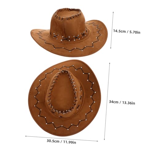2pcs Cowboy Hat Breathable Western Fedora with Chin Strap for Boys for Outdoor Adventures Parties Costumes2