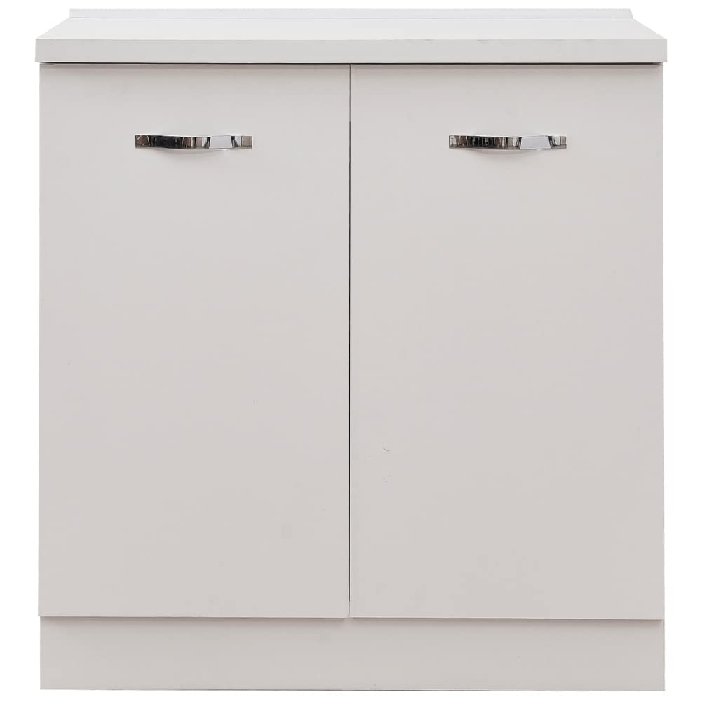 Meuble Sous évier Cuisine 3 Portes Blanc - Bois, 120x50x85 Cm, Modulaire, Poignée Chromée