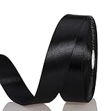 YASEO 1 Inch Black Solid Satin Ribbon, 50 Yards Craft Fabric Ribbon for Gift Wrapping Floral Bouquets Wedding Party Decoration