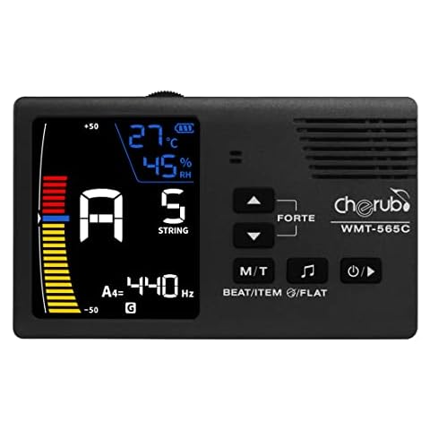 Cherub WMT-565C Rechargeable Metronome, String Instrument Tuner, Metro-Tuner, Tone Generator, Real-time Temperature and Humidity Monitoring Cover