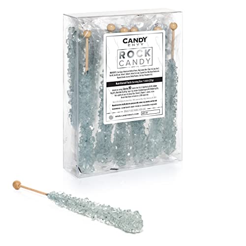 Silver Rock Candy Crystal Sticks - Original Sugar Flavored - 12 Indiv. Wrapped #TOP19