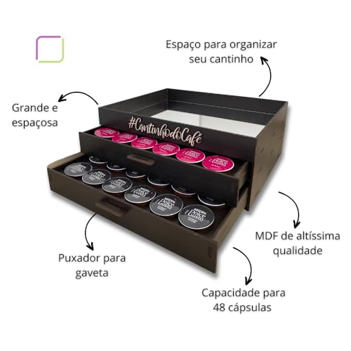 Bandeja Porta Cápsulas Espelhada Café 2 Gavetas Organizadora (Dolce&Gusto) Marrom Tabaco- Box Fan