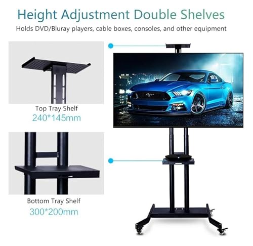 Soporte móvil para TV con ruedas y estantes miniatura 4