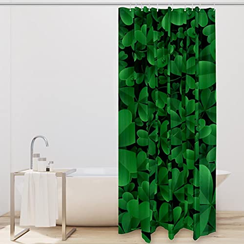 Rideau de douche lavable et imperméable motif trèfle vert qui protège le sol de l'eau