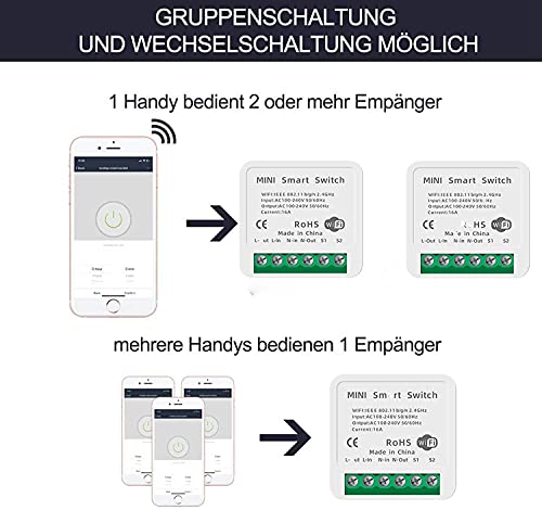 Smart Switch Smart WiFi Switch Ingebouwde Switch Relay Module Afstandsbediening met Smart Life, Google Home, Voice… - Afbeelding 3