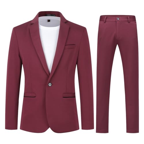 Cloudstyle Mens 2 Piece Suits Casual 1 Button Tux Blazer Jacket Vest Trousers Suit Sets