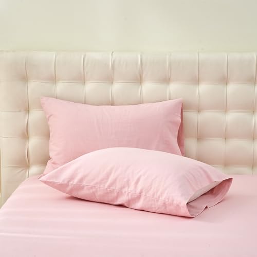 Simple&Opulence Belgian Linen Sheet Set Solid Color - 4 Pieces (1 Flat Sheet & 1 Fitted Sheet & 2 Pillowcases) Natural Flax Cotton Blend Soft Bedding Breathable Farmhouse - Pale Pink, Queen Size by Simple&Opulence - Used condition - Image 8