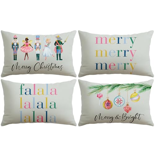 Soleebee 4er Set Weihnachten Kissenbezüge, Moderne Kissenbezug Sofa...