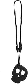Teething Toys,1 Silicone Baby Teething Toy Pendant Safe Soothing Infant Chewing Teething Necklace Toy 0-6 Months teethers (Black Skull teether)