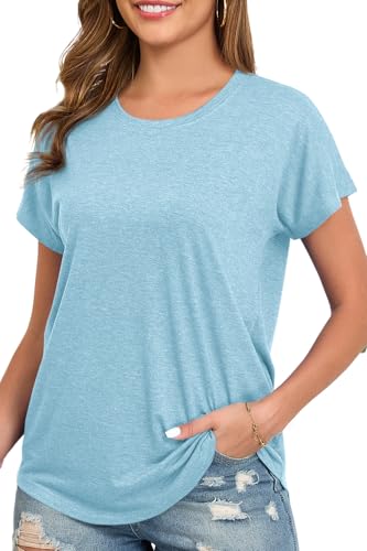 Image of Womens Summer Short Sleeve Tops High Low Loose Casual Basic T-Shirt