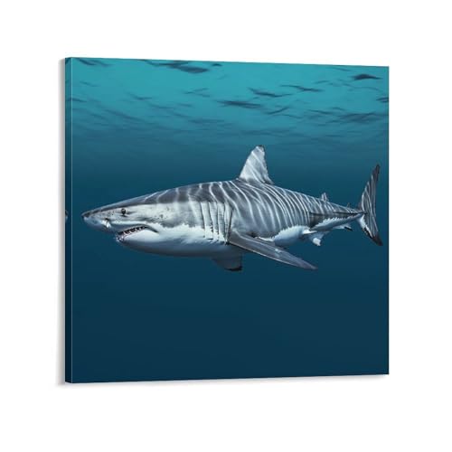 Toile requin blanc moderne pour habiller un mur vide et moderniser votre bureau