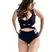 Lukitty Women's 2PCS Plus Size High Waist Strappy Bikini Set Swimsuits Swimwear 5XL Black
