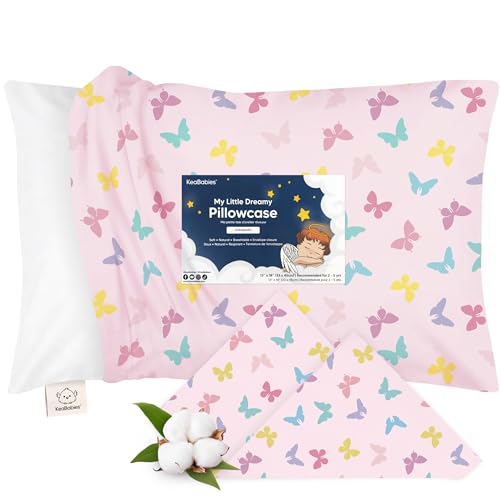 Image of KeaBabies Toddler Pillowcase 13 inchx18 inch - Organic Cotton Toddler Pillowcase for Kids, Boys, Girls, Soft & Durable Cotton Cover for Miniature Sleepy Pillows, Cute Colors, Pillow Sold Separately (Flutter)