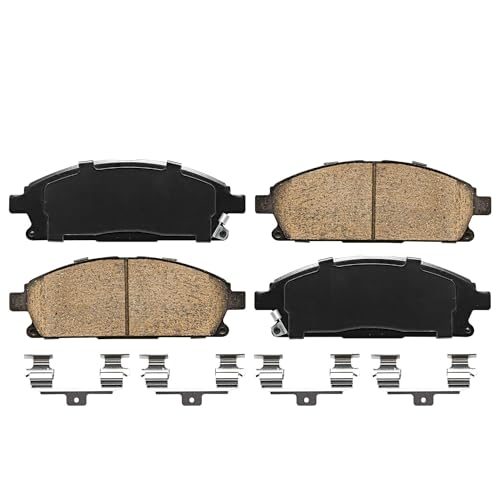Image of Detroit Axle - Brake Pads for 2004-2017 Nissan Quest, 2005-2006 X-Trail | Front and Rear Ceramic Brake Pads w /Hardware 2007 2008 2009 2011 2012 2013 2014 2015 2016 Replacement