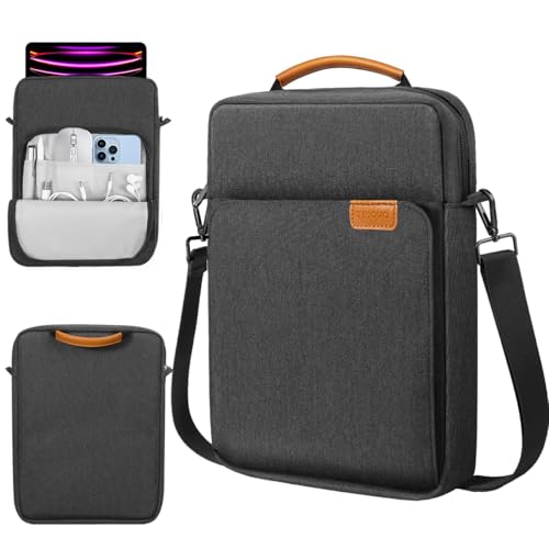 Image of TiMOVO 13 Inch Tablet Sleeve with Shoulder Strap, Black & Gray | Fits iPad Air 13 inch, iPad Pro 13 inch /12.9 inch, Surface Pro 12, Galaxy Tab S10 Plus /FE+, Remarkable Paper Pro 11.8 inch