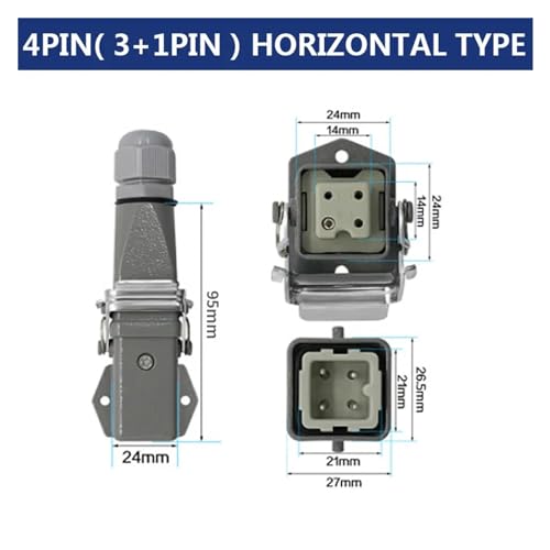 Conector industrial HDC-HA-3 de 10A con aislamiento reforzado 3