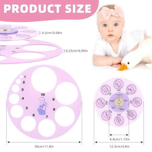 Image of Hollima Cervical Dilation Board for Midwife Doula Birth and Midwife Fetal Position Tool Cervical Dilation Chart and Acrylic Fetal Position Wheel for Student Midwife Doctor Doula Gift