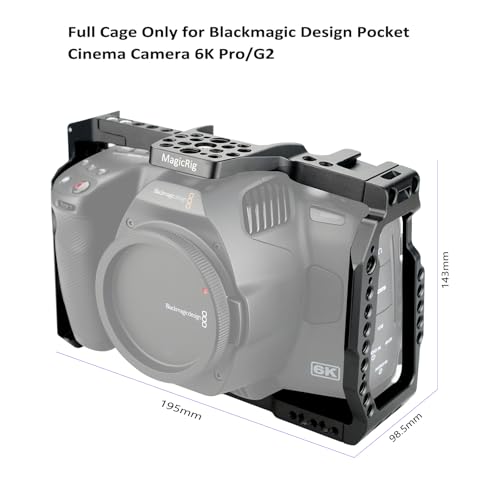 MAGICRIG Camera Full Cage for BMPCC 6K Pro/6K G2,with ARRI Locating Top Handle(with 3 Cold Shoe),T5/T7/T9 SSD Mount Bracket,Cable Clamp,Compatible with Blackmagic Design Pocket Cinema Camera 6K Pro/G2 - Image 4