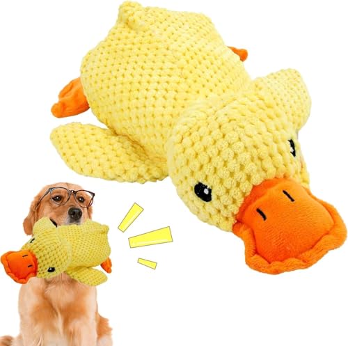 Grillix Quack Quack Duck Dog Toy, Giocattolo da Masticare Calmante per Cani, Anatra gialla,Giocattolo Sonoro per Cani da Interni ed Esterni