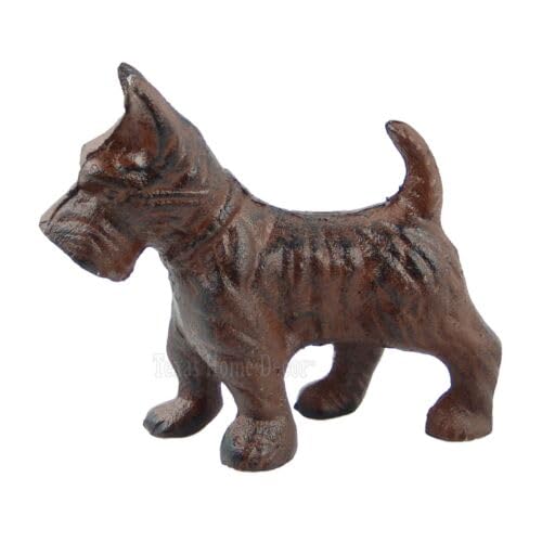 Vintage Scottie Dog Figurine Cast Iron Rustic Brown Finish Paper
