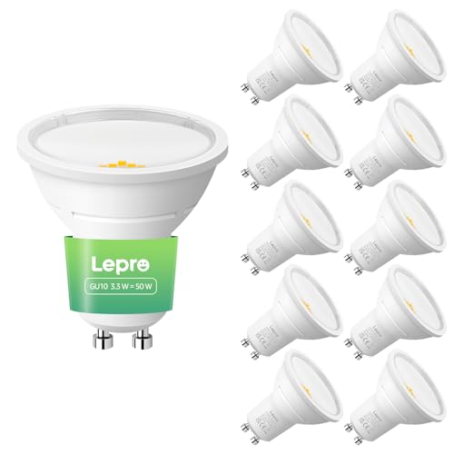Lepro Ampoule LED GU10 Class A, 590lm Blanc Chaud 2700K, 3.3W Équivaut de 50W, Spot LED GU10, 100° Faisceau Large, Ampoules GU10 Non Dimmable Économie d'Énergie, Lot de 5 5 Blanc Chaud