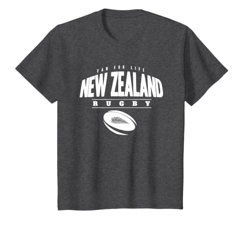 Rugby New Zealand - NZ Rugby Fan for Life T-Shirt, Youth, Dark Heather Grey, 2T