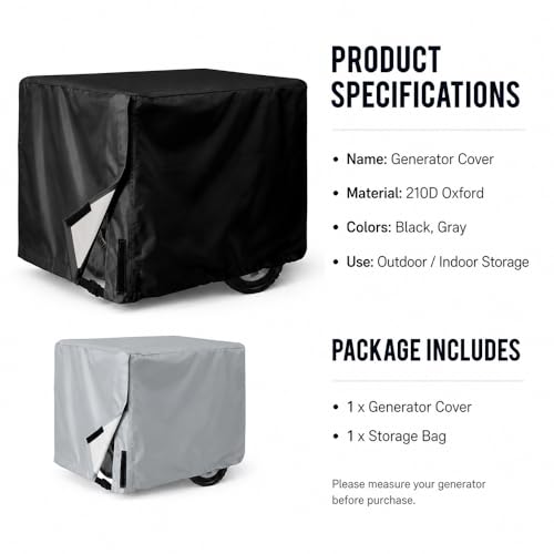 Housse de générateur haut de gamme DuroMax bâche robuste noire 210D - 5