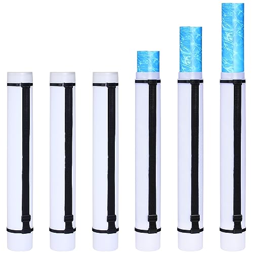Image of Ireer 6 Pcs Expandable Poster Tube with Strap for Documents Artwork Container Poster Transport Map Holder Tube Blueprint Storage Carrying Case for Architect Teacher Student 24.5'' to 40''(White)