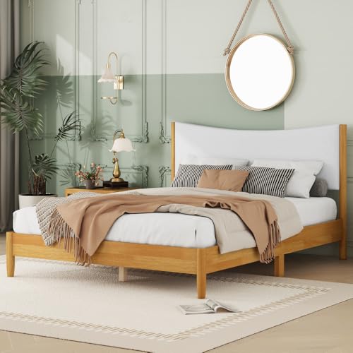 Guo Baitur Boho Queen Bed Frame with Rattan Headboard and Japanese...