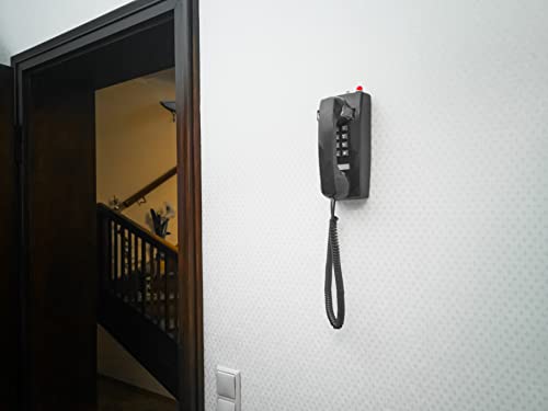 Opis WallFon Cable in Schwarz : Kabelgebundenes Nostalgie Wandtelefon für echte Retro Liebhaber