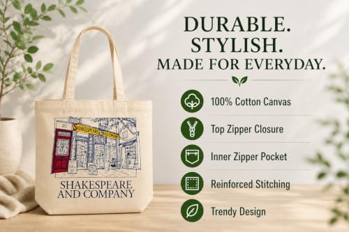 Image of Canvas Tote Bag for Women with Zipper
