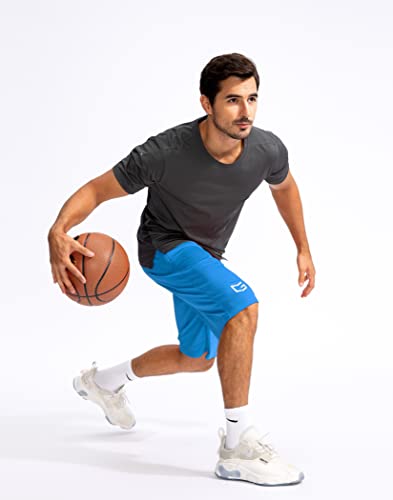 Men's Basketball Shorts With Zipper Pockets Lightweight Quick Dry 11" Long Shorts For Men Athletic Gym(Blue,Xl) #TOP5