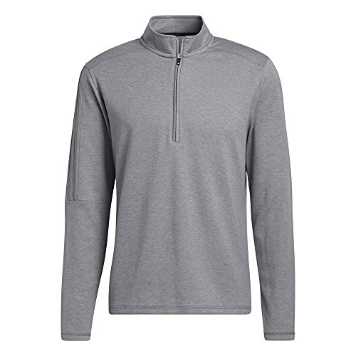 Adidas Golf Men's 3-Stripes Quarter Zip Pullover, Gray, Small