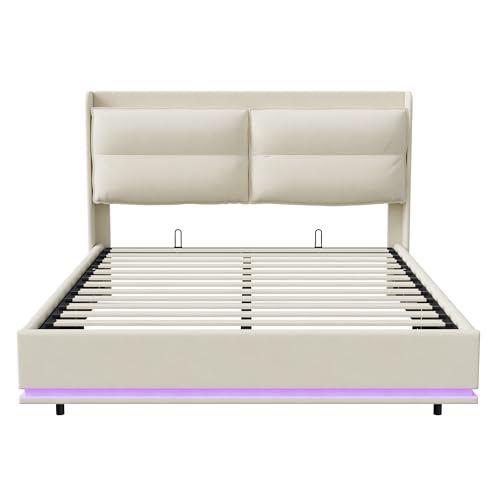 Variante de BLSYHDH canape hidráulico 140x200 cm beige con LED