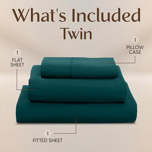 Image of Utopia Bedding Twin Sheet Set - 3 Piece Bed Sheets for Twin Size Bed, Soft and Breathable Microfiber, Includes 1 Fitted Sheet, 1 Flat Sheet and 1 Pillowcase (Teal Green)