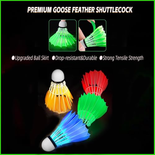 image for ZHENAN LED Badminton Shuttlecocks,Colourful Lighting Badminton Birdies