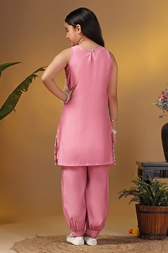 Image of Fashion Dream Girl's Silk Blend Salwar Suit|Kids Salwar Suit Set|Embroidered Suit for Girls|Girls Ethnic Set