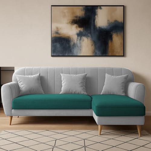 Image of Atticus RHS 4 Seater L Shape Sofa Set for Living Room (Pine Grey Fabric) Premium Fabric Sofa Set