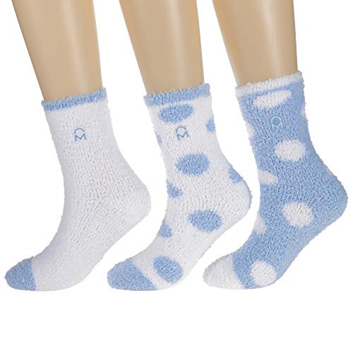 Noble Mount Women's (3 Pairs) Soft Anti-Skid Fuzzy Winter Crew Socks,Set D16,Fit sizes