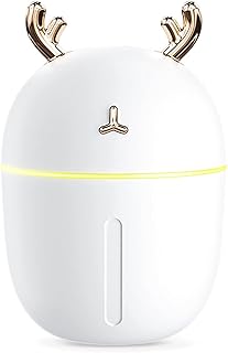 Uymaty Mini humidificateur portable à brume fraîche avec mode réglable à 2 brumes,réservoir deau de 300 ml,humidificateur à fonctionnement silencieux avec veilleuse pour chambre de bureau de voiture