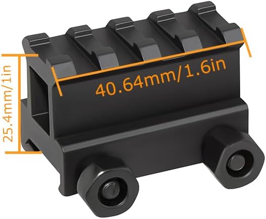 Miniatura 3 de 360 Tactical 1 pulgada de alto perfil corto Riser Mount Matte Black Picatinny 8 Ranura para visores y óptica