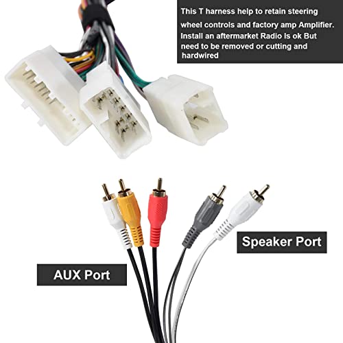 Red Wolf Hrn-Rr-To2 T Harness Car Radio Factory Integrate Wiring Adapter For Toyota 2012-2019 Non Jbl System Retain Steering Wheel Control Amp Interface Fit Meastro Ads-Mrr Module Aftermarket Stereo #TOP1
