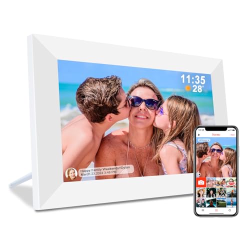 Cadre photo numérique Frameo 10,1 pouces blanc WiFi avec écran tactile IPS et stockage 32 Go