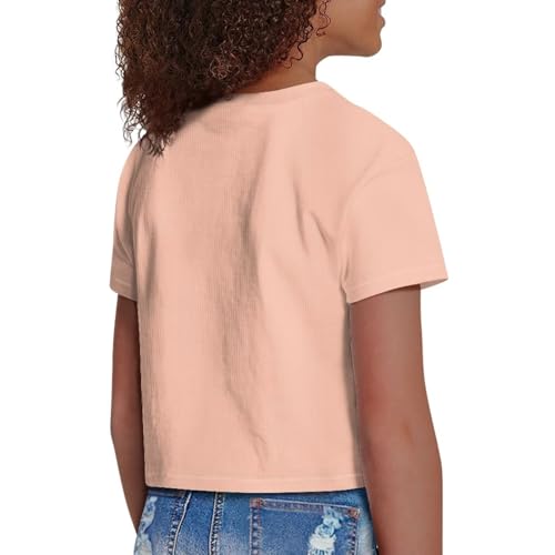 Image of Girls Fashion Crewneck Tee Shirts Casual Short Sleeve Crop Top Summer Outfits 5-14 Year
