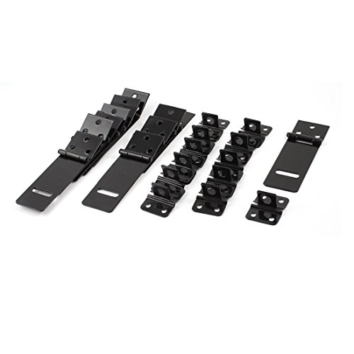 Image of Aexit 12 Sets Door Hardware & Locks Garage Door Chest Black Metal Padlock Clasp Hasp Latches & Bolts Staple 3 inch