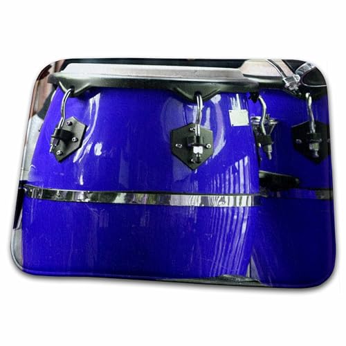 3dRose Bathroom Bath Rug Mat - Blue Conga Drums Musical Instruments