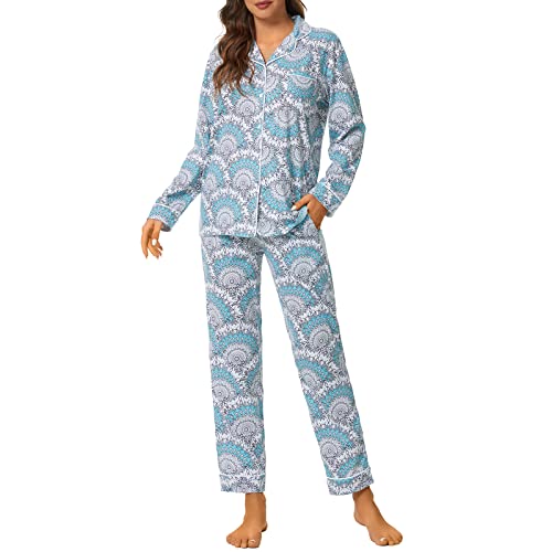 Image of Tugege Pajamas Set Long Sleeve Sleepwear Womens Button Down Nightwear Pj Sets